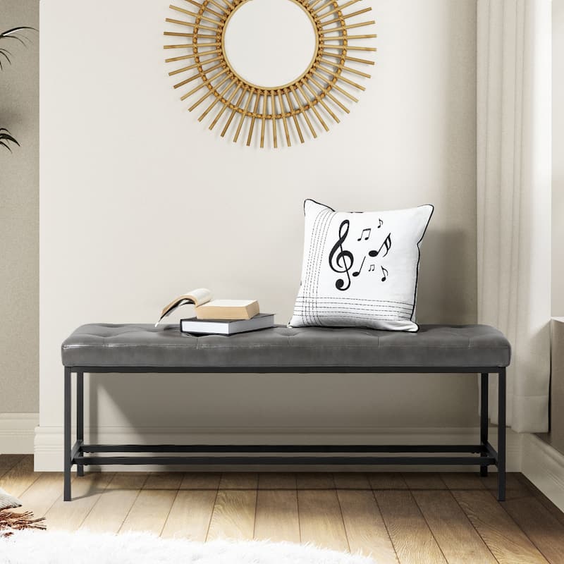 Horst 50 in.W Contemporary Upholstered Bench with Metal Legs by HULALA HOME