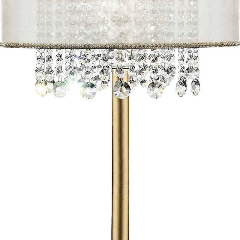 Primo Gold Finish Table Lamp with Crystal Accents and White Shade - Large