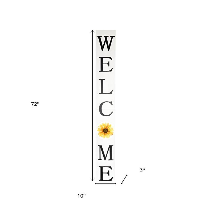 HomeRoots 72" White And Black Solid Wood Welcome Porch Sign