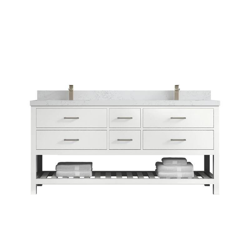Willow Collections 72 in. W x 22 in. D Parker Double Sink Bathroom Vanity with Countertop - 2" Empira - White