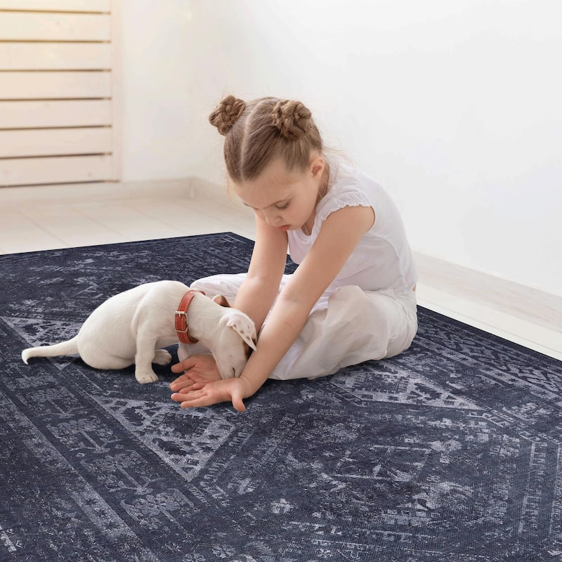 9x12 Area Rug, Washable Rug,Low-Pile,Non-Slip,Non-Shedding,Foldable,Area Rugs for Living Room,Bedroom,Kitchen - 9'3" x 12'3"