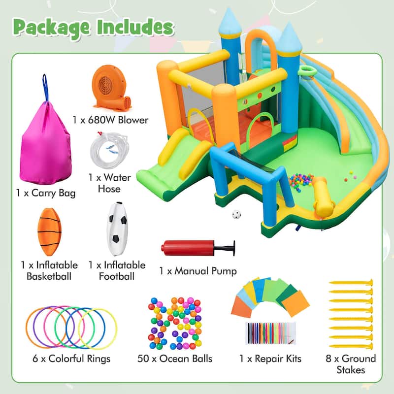 Gymax Inflatable Water Slide Kids Blow up Water Park w/ Climbing Wall