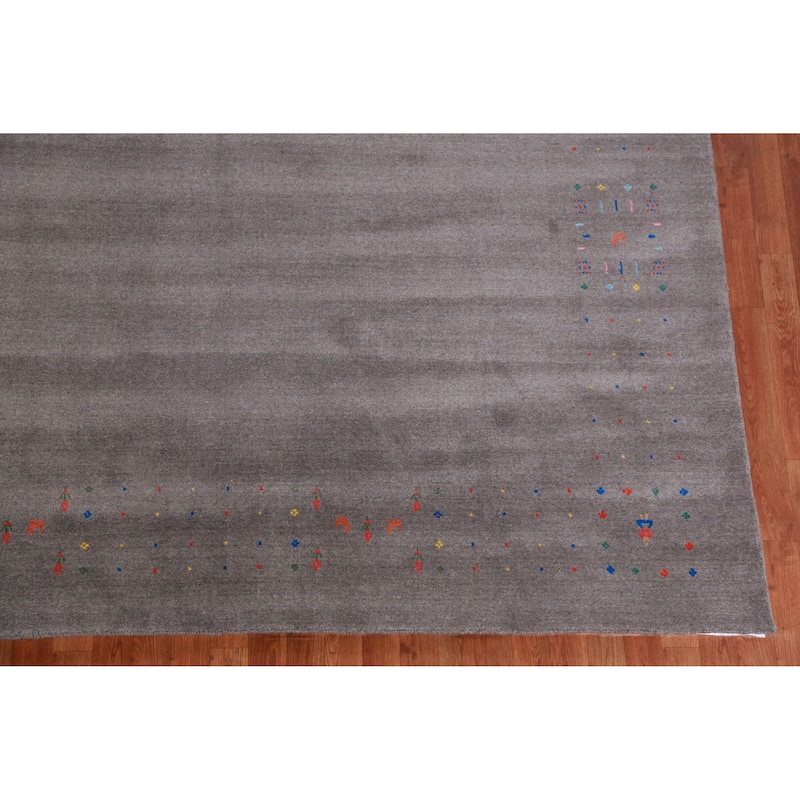 Hand Knotted Oriental 100% Wool Carpet Tribal Tribal Greys & Charcoal Gabbeh Area Rug - 10' 1'' X 8' 5''