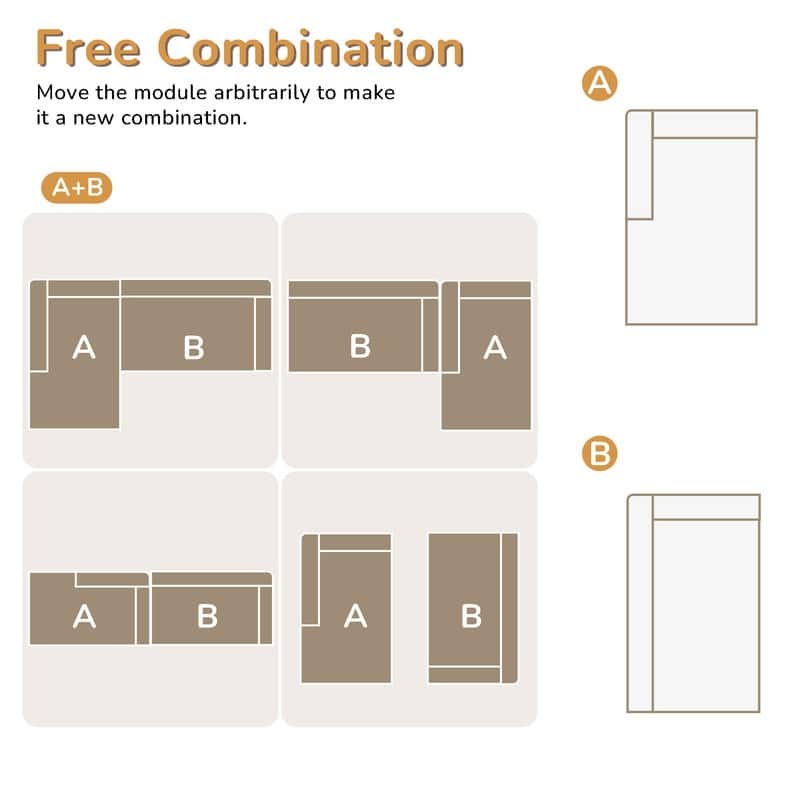Modular Plush Sofa, All-Foam No Springs, Space-Saving for Living Room