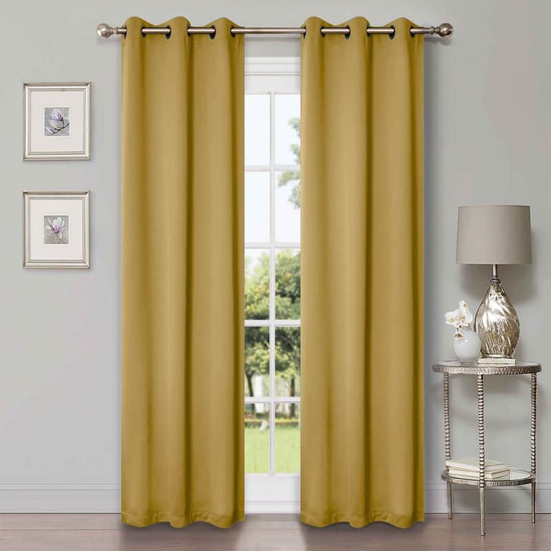 Superior Solid Machine Washable Room Darkening Grommet Blackout Curtains, Set of 2