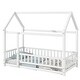 preview thumbnail 5 of 3, Twin Pine Wood House-Shaped Floor Bed with Fence & Guardrails, White