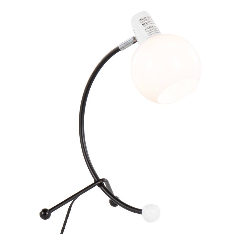 Contemporary Task Lamp in Black Metal and White Plastic Shade by LumiSource