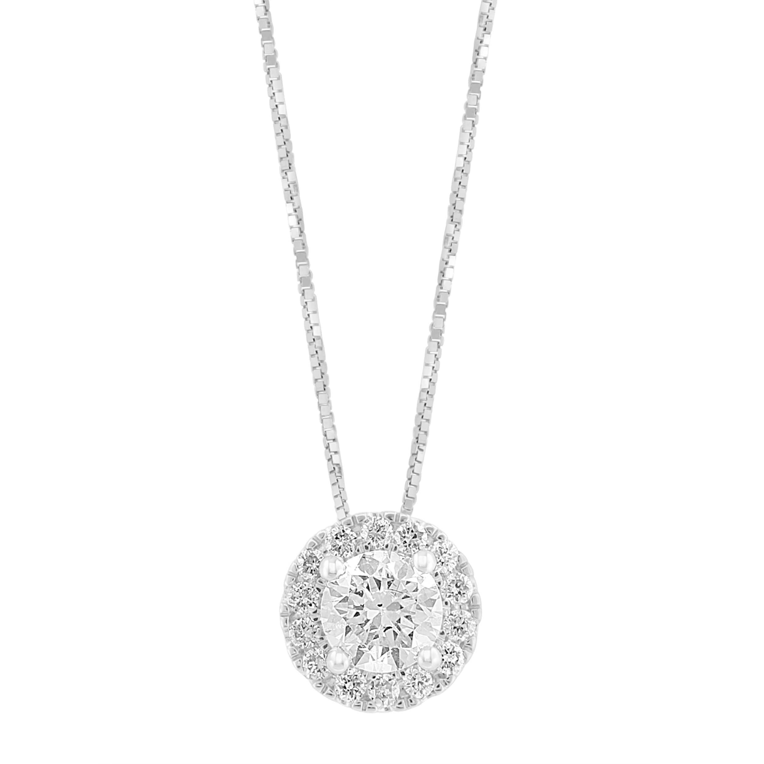 EFFY 14k White Gold Lab Grown Diamond Round Pendant Necklace