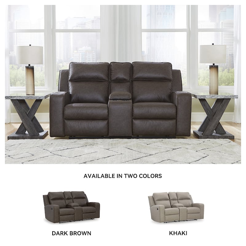 Signature Design by Ashley Lavenhorne Reclining Loveseat with Console - 77"W x 42"D x 43"H