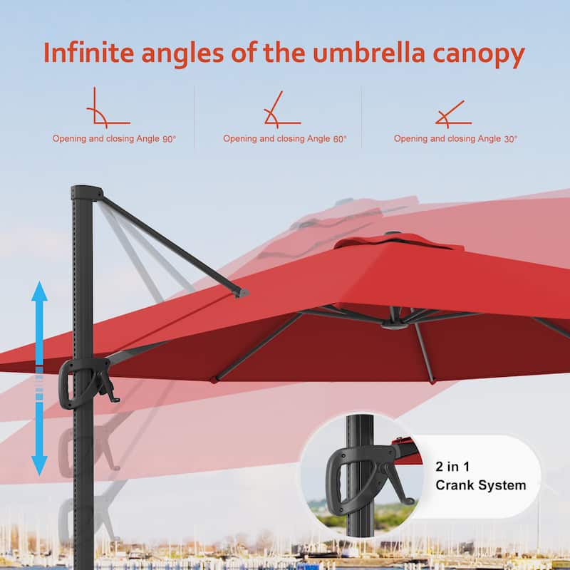 LIVOOSUN 10x8FT Rectangular Cantilever Patio Umbrella Aluminum Frame