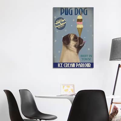 iCanvas "Pug, Fawn, Ice Cream" by Fab Funky Canvas Print