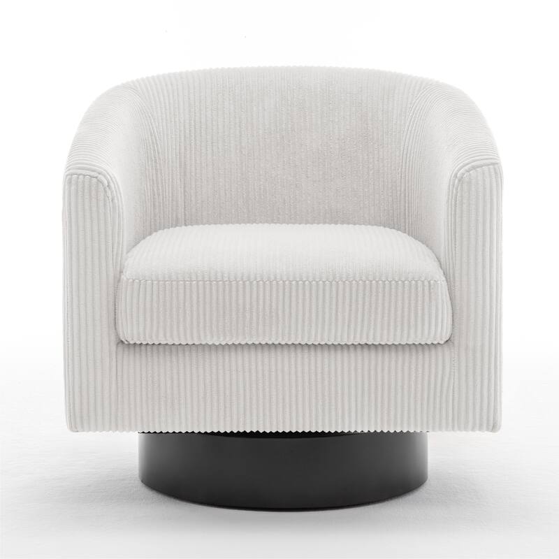 Corduroy Upholstered Swivel Barrel Chair (Set of 2)