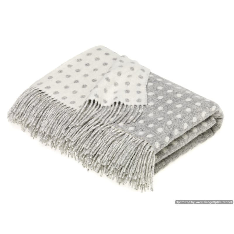 Merino Lambswool Spot Grey Throw Blanket - Saffron