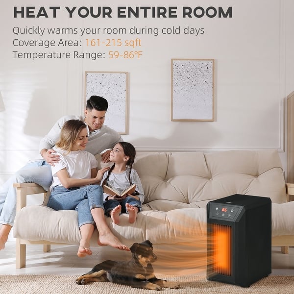 Chauffage soufflant GENERIQUE SereneLife - Chauffage d'appoint Électrique - 1500W - avec Thermostat, Télécommande, Minuterie de 12 Heures - avec Wi-Fi pour Maison et Bureau - 15 x