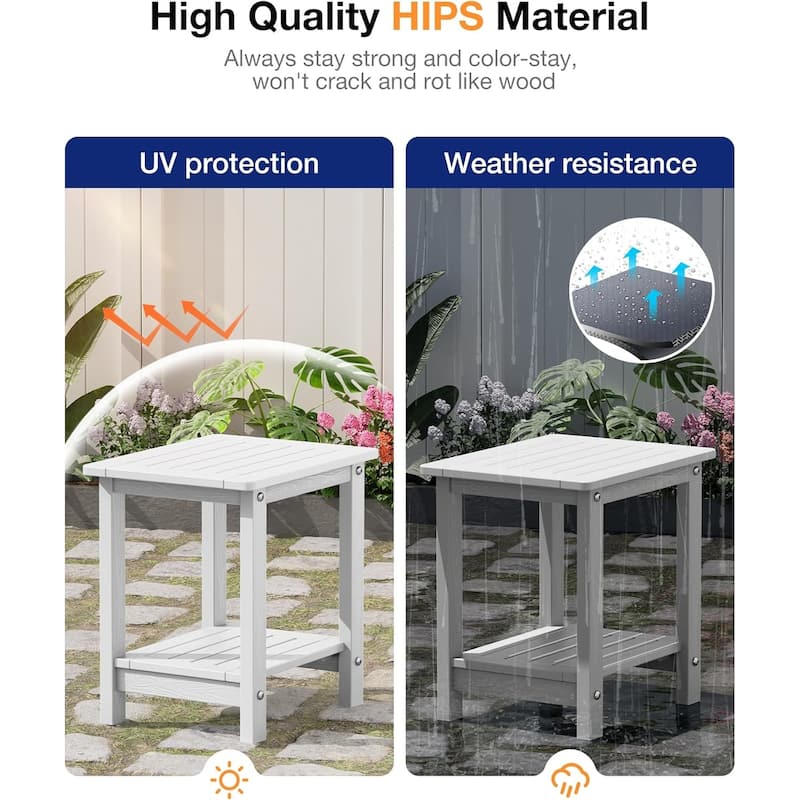 WINSOON HIPS All Weather 2 Layer Outside Table Adirondack Square Side Table