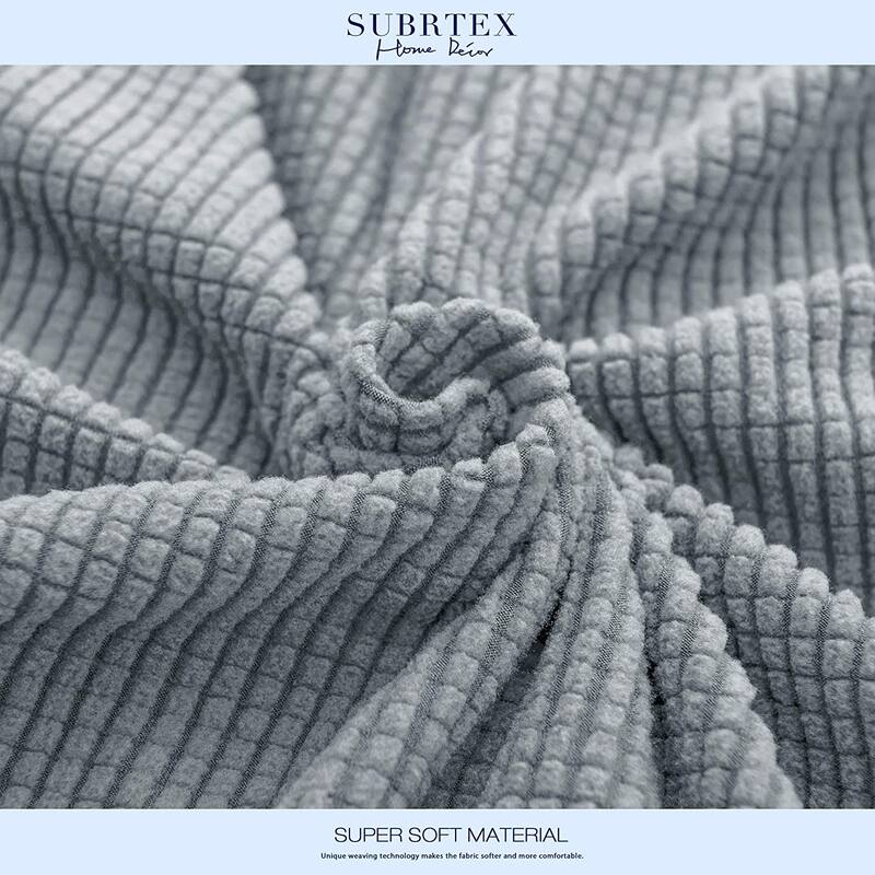 Subrtex Stretch Loveseat Cushion Cover Textured Grid Furniture Covers