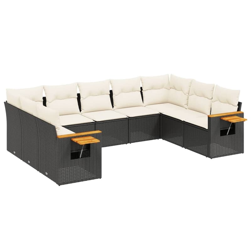 vidaXL Patio Sofa Set with Cushions Outdoor Conversation Furniture Poly Rattan - 24.4 x 33.5 x 27.2 in