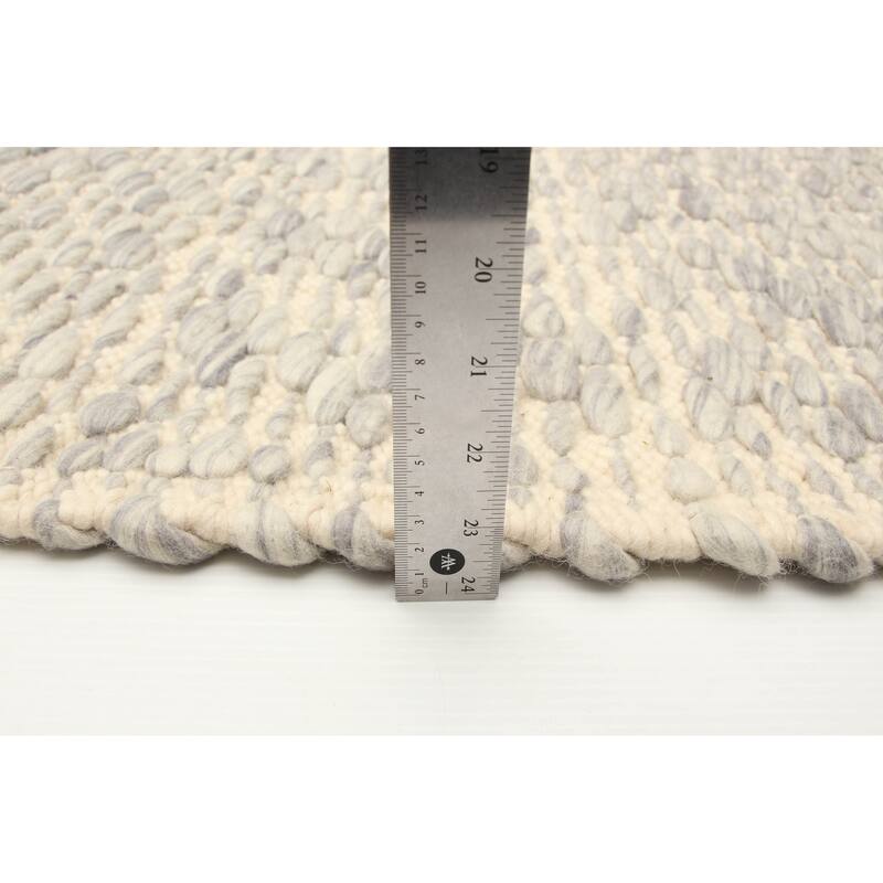 ECARPETGALLERY Braid weave Sienna Grey Wool Rug - 5'1 x 8'2