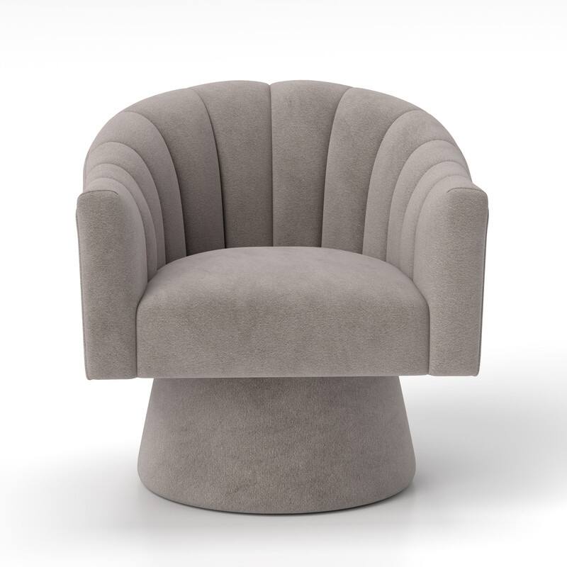 SEYNAR Modern Glam Velvet Upholstered Round Swivel Accent Arm Barrel Chair for Living Room