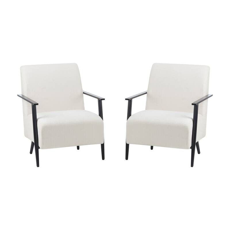[Set of 2] 26.38" Modern Beige Lounge Chair with Polyester Upholstery