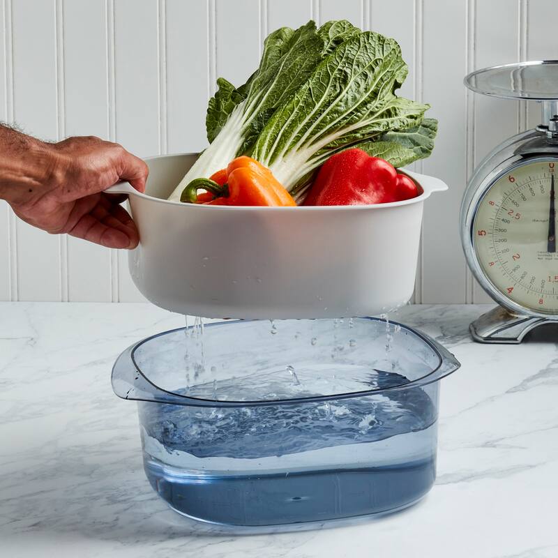 2 Piece Double Layer Colander Set, Gray