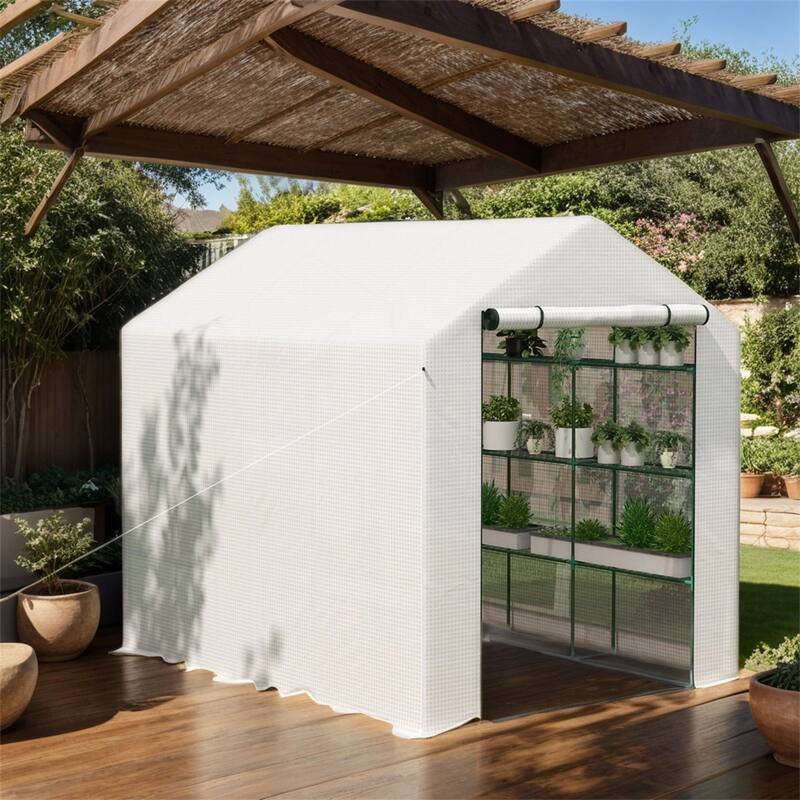 Outsunny Walk-in Greenhouse for Outdoors,Small & Portable Green House - 95.25"x70.75"x82.75"