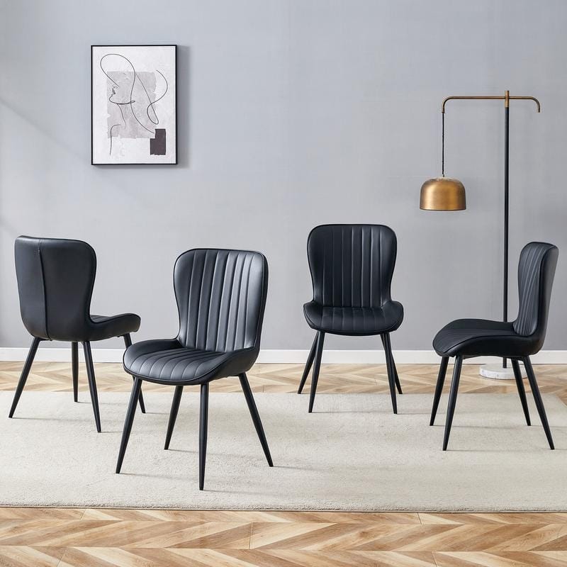 Modern Ergonomic Dining Chairs – 4-Pack Minimalist Set Featuring Curved Seat Cushions for Enhanced Comfort‌