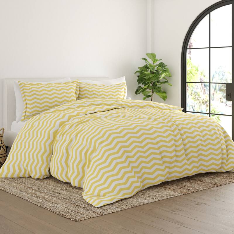 Simply Soft Oversized Arrow Pattern 3 Piece Duvet Cover Set - Yellow - King