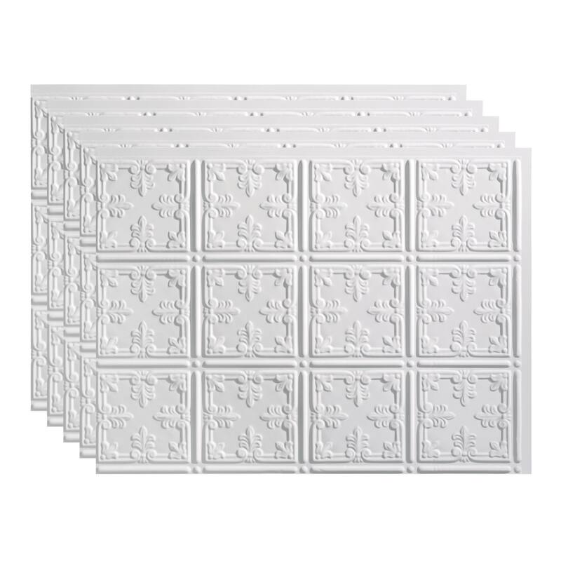 FASÄDE Traditional Style 10 Decorative Vinyl Backsplash Panel - 5 Pack - Gloss White