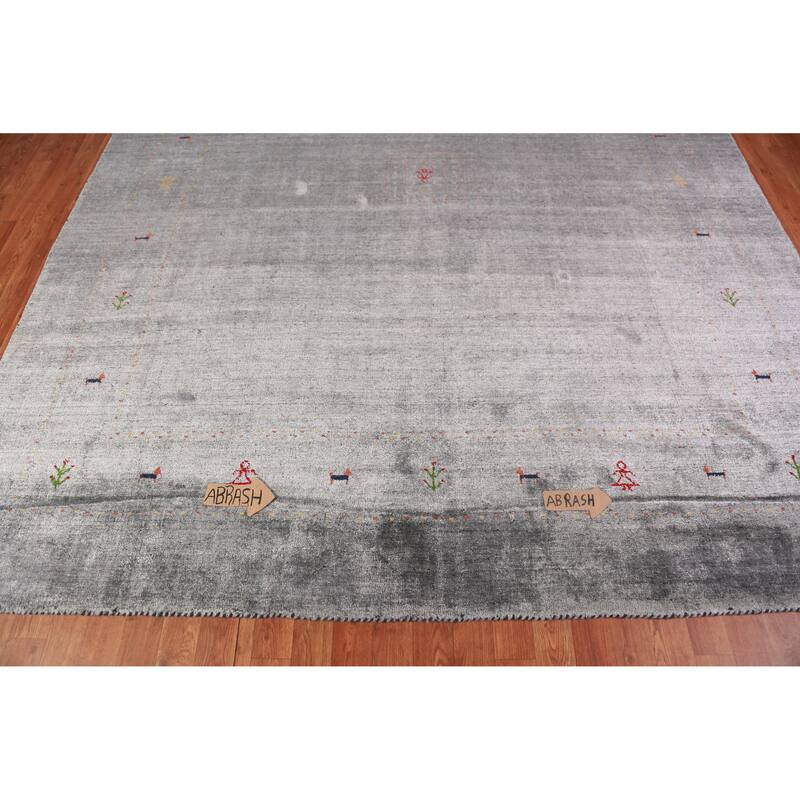 Gabbeh Indian Area Rug Hand-Knotted Silk Carpet - 8'0" x 9'6"