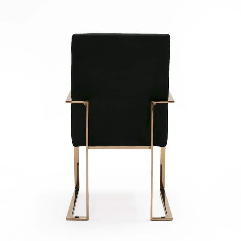 Modrest Trea Modern Black Velvet & Rosegold Dining Chair