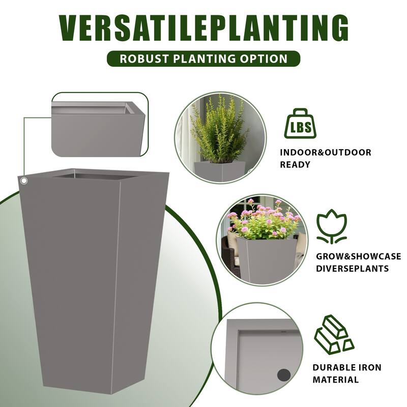 Dovelina Modern Tapered Metal Planter - Elevate Your Space, Indoors & Outdoors