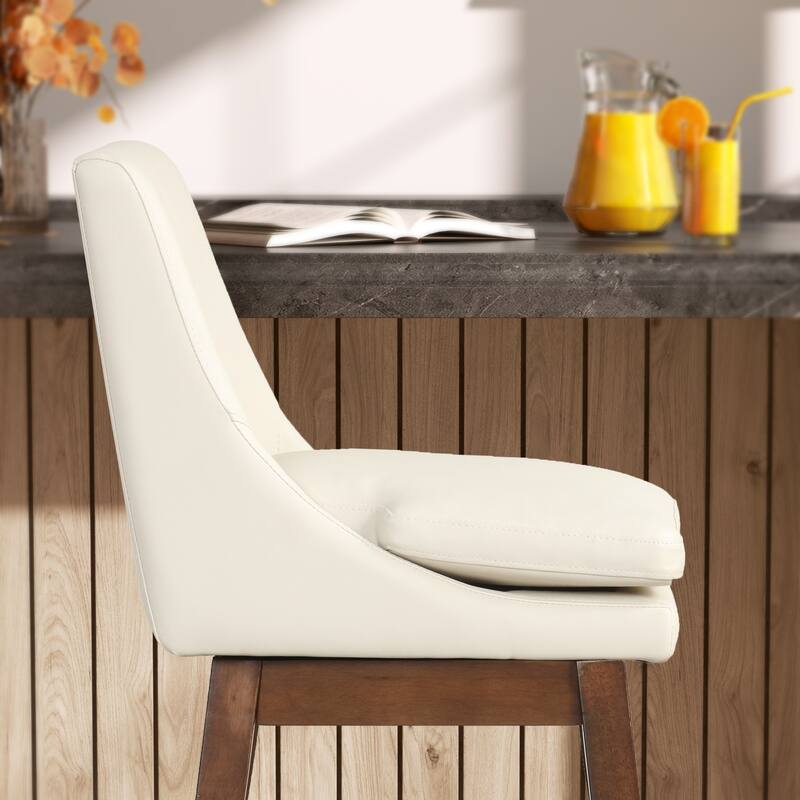26.4" Swivel Counter Stool with Solid Wood Frame ( Set of 2 )