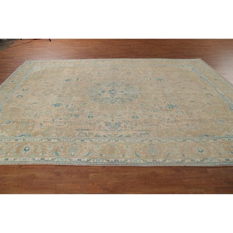 Distressed Tabriz Persian Vintage Area Rug Handmade Wool Carpet - 7'10"x 11'9"