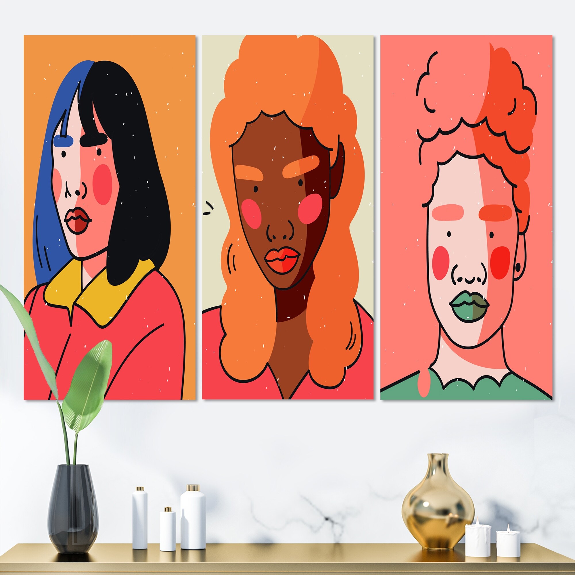 Abstract Minimal Portraits of Young Women I - Modern & Contemporary Art Print by Designart-image