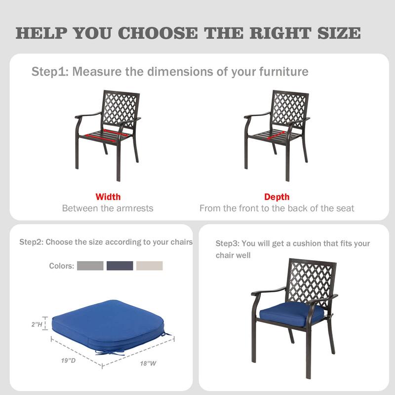 Aoodor Outdoor Chair Cushion Soft and Fade-resistant Polyester Set of 2 - 18''x19''