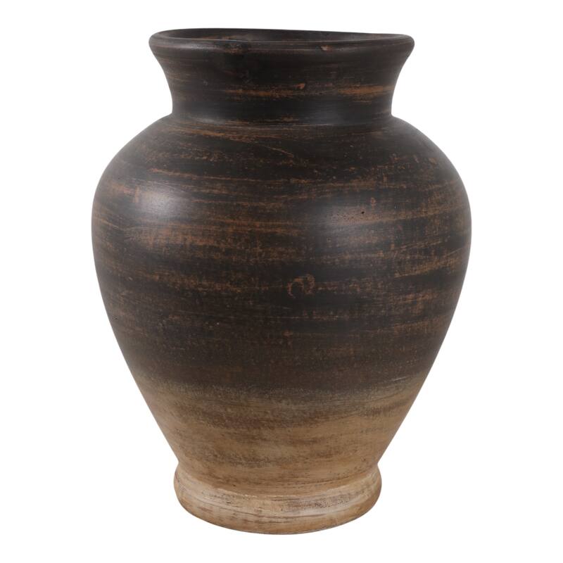 Terracotta Two Tone Traditional Vase - Brown, 12"