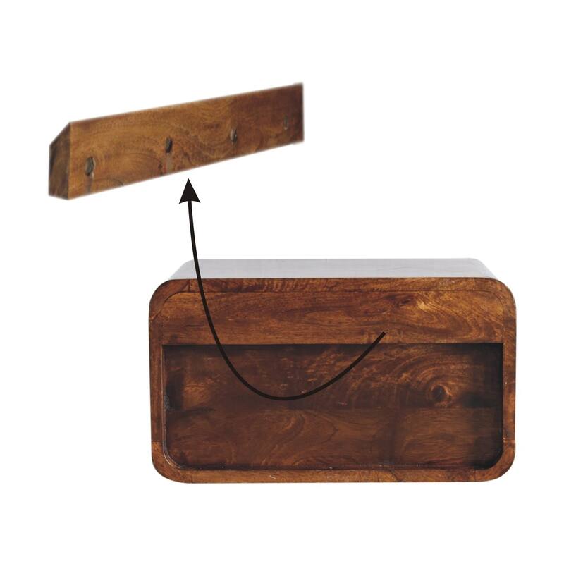 Artisan Furniture Solid Wood Large Chestnut Curve Upper Slot Floating Bedside