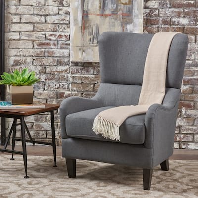 32.6" Width Modern Upholstered Armchair with Wingback Design，Birch Leg Support
