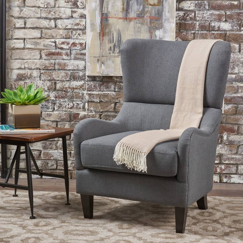 Modern Upholstered Armchair With Solid Leg