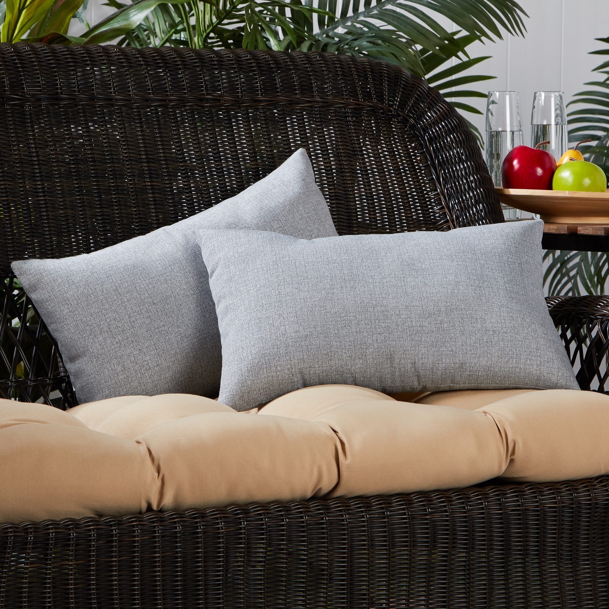 Outdoor 19 inch x 12 inch Polyester Accent Pillow Set of 2 On