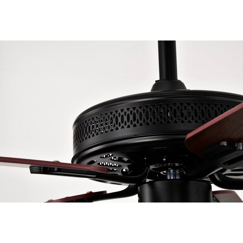 Alistair Matte Black Lighted Ceiling Fan Wooden 5-Blade with Remote