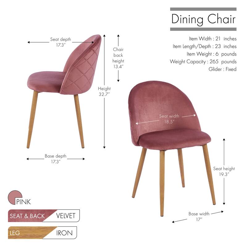 Porthos Home Jailyn Dining Room Chairs Set Of 2, Velvet And Metal