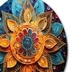 preview thumbnail 3 of 6, Designart "Gold Teal Yoga Mandala Pointillism" Pointillism Metal Circle Wall Decor