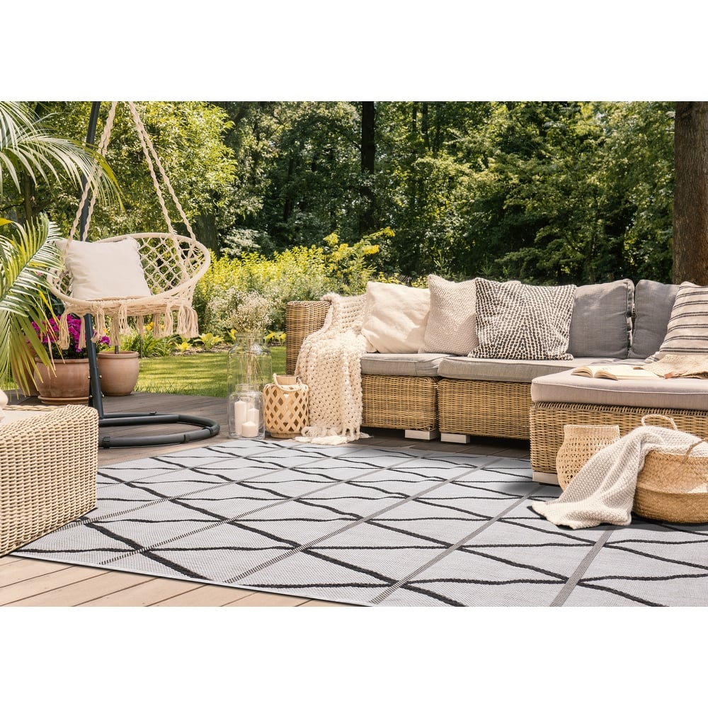 Jackson Collection - Grey Diamond Indoor/Outdoor Rug