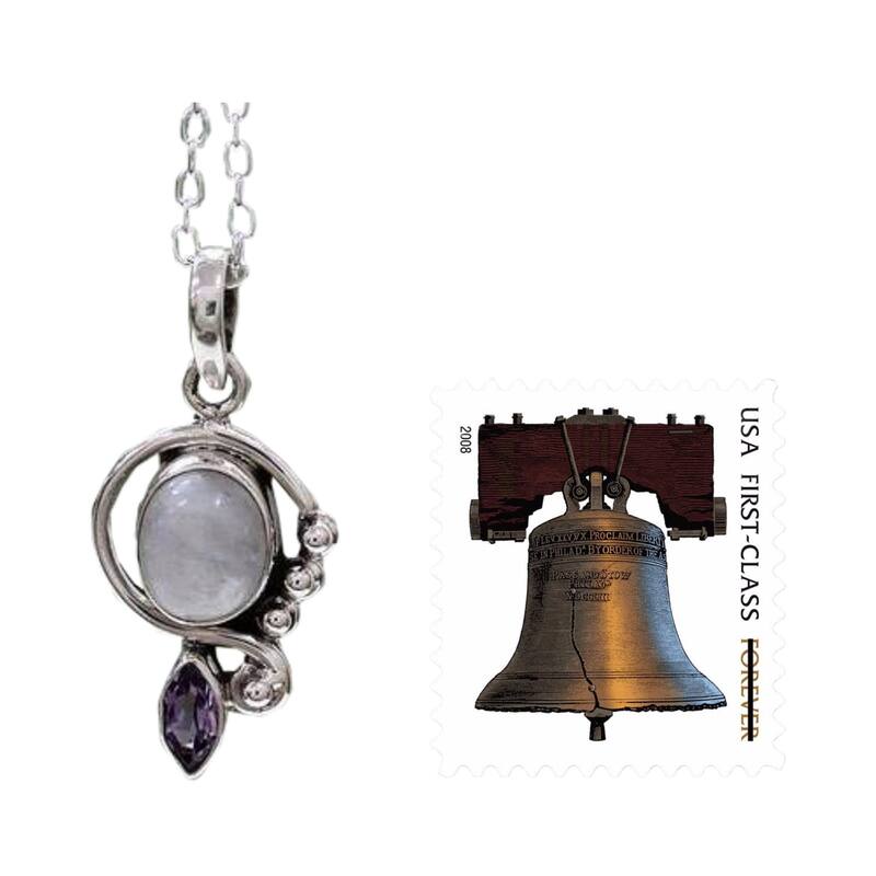 Handmade Sterling Silver Yours Forever Moonstone Amethyst Necklace (India)
