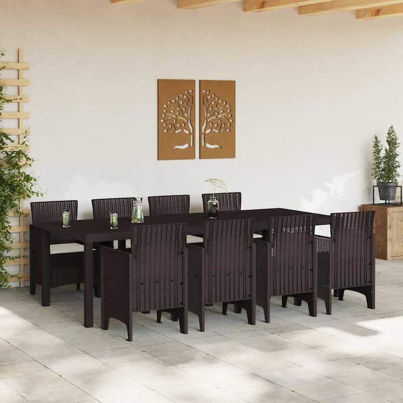 vidaXL Garden Dining Set 9/11 pcs Anthracite/Brown Polt rattan - 250 x 100 x 73 cm