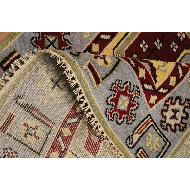 Hand Knotted Oriental 100% Wool Carpet Traditional Geometric Green Kazak Area Rug - 6' 0'' X 4' 0''