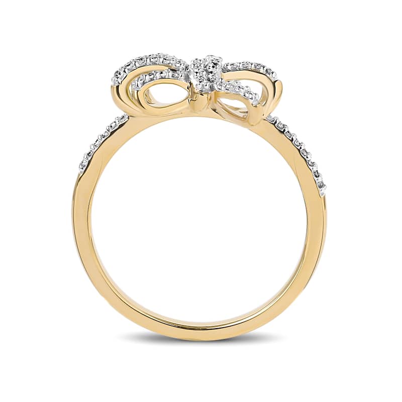 1/6ct TDW Diamond Knot Bow Fashion Ring in 10K Gold for Women
