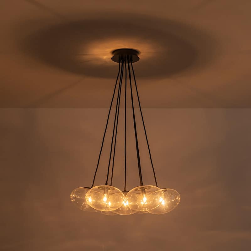 Minimalist 7-Light Glass Globe Bubble Cluster Pendant Chandelier